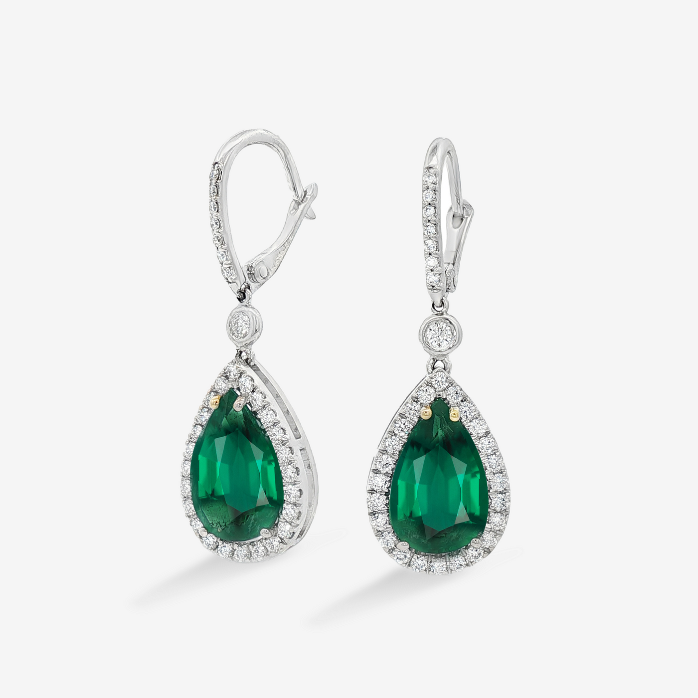 6.07CT Emerald & Diamond Dangle Earrings