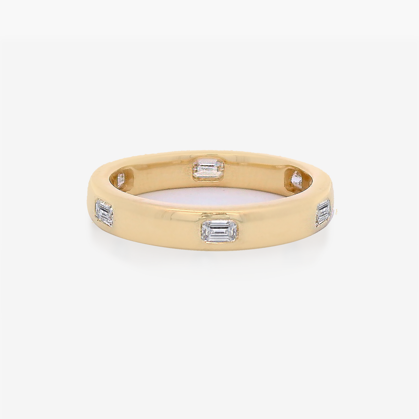 6 Emerald Cut High Polished Band Ring