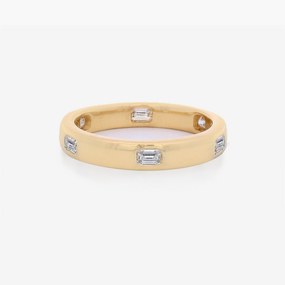 6 Emerald Cut High Polished Band Ring