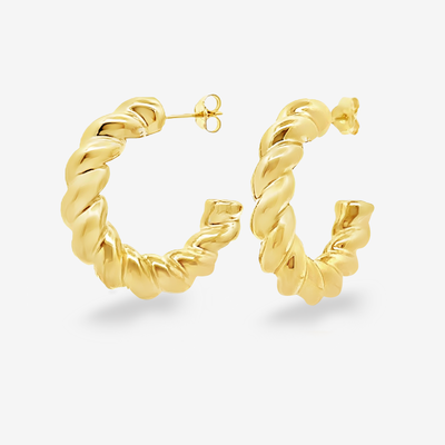 6mm Twist Gold Hoop Earrings