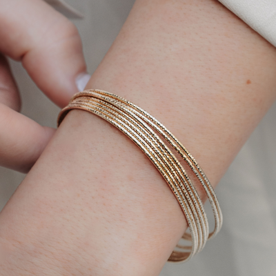 seven gold bangles cuff bracelet