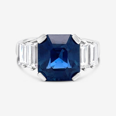 sapphire and diamond three stone cocktail ring