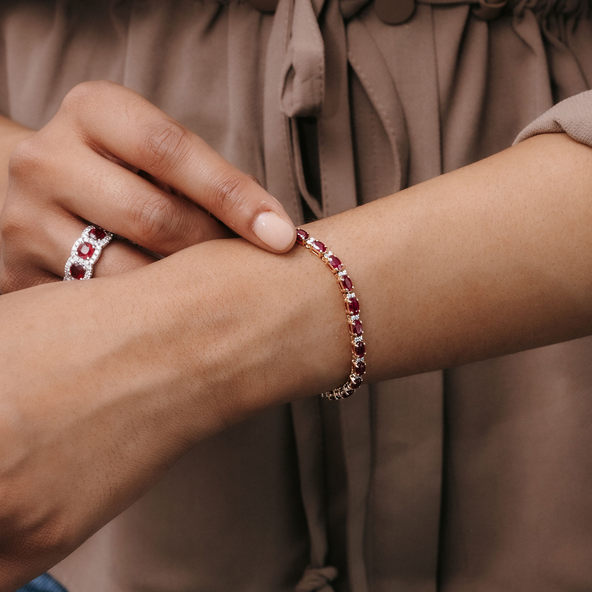 ruby and diamond tennis bracelet
