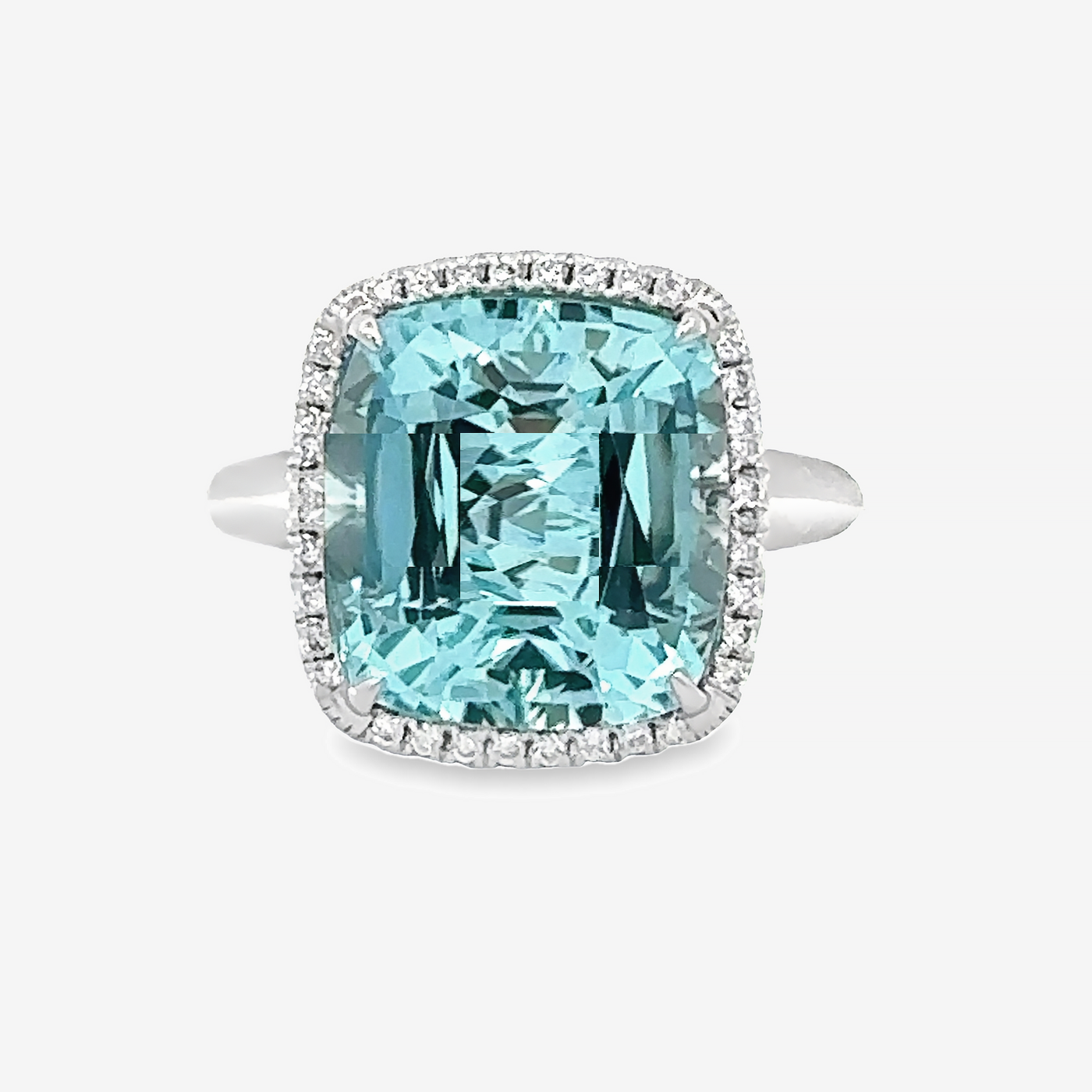 7.95CT Aquamarine Diamond Halo Ring