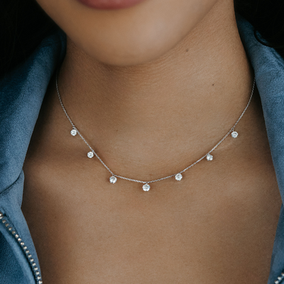 diamond and white gold drops by the yard necklace