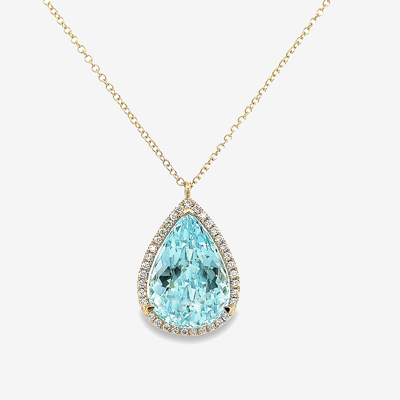 aquamarine and diamond halo necklace