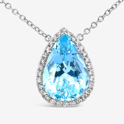 8.30ct Aquamarine Diamond Halo Necklace