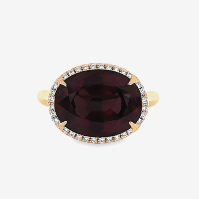 garnet and diamond halo ring