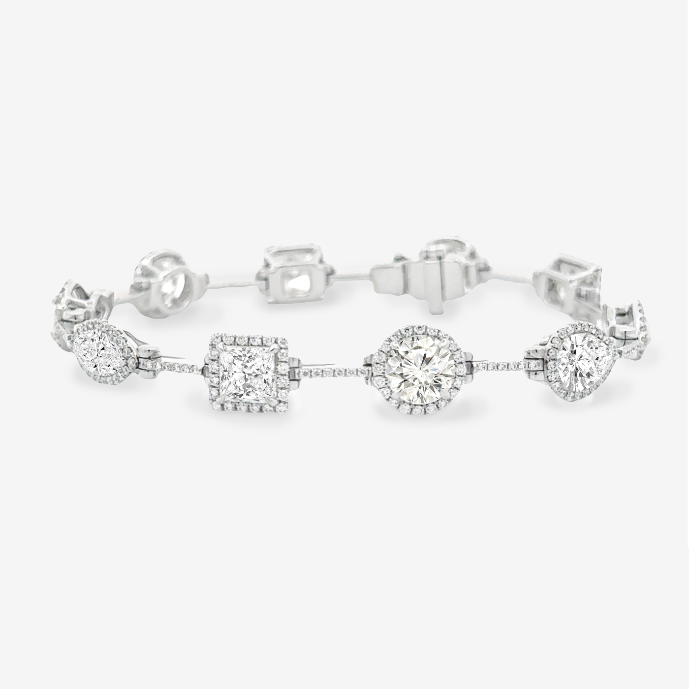 mixed shape diamond halo bracelet