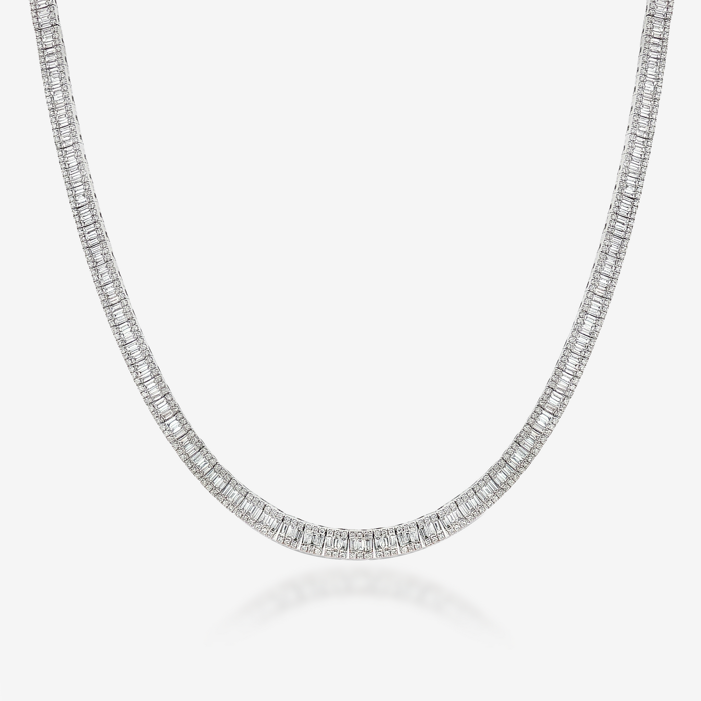 9.61CT Baguette & Round Diamond Tennis Necklace
