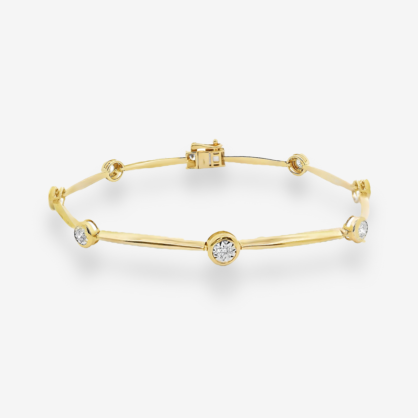 9 Illusion Set Diamond Bezel & Bar Bracelet