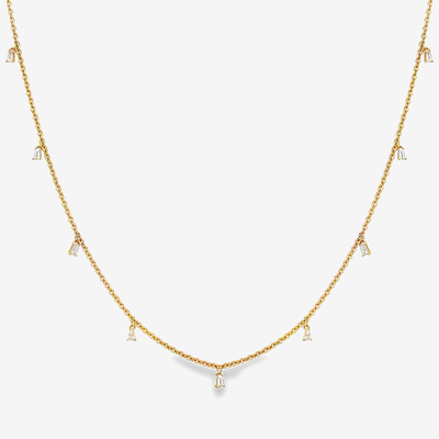 baguette cut diamond drops by the yard necklace