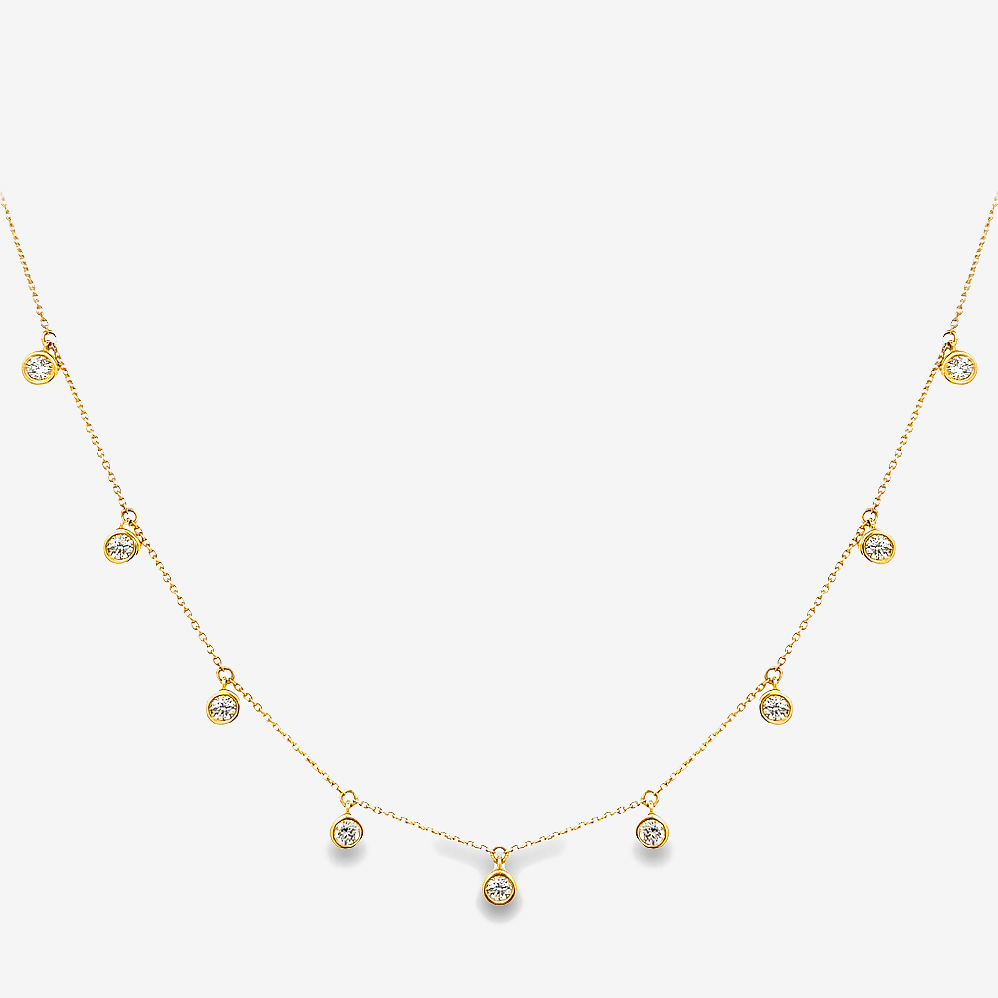 round diamond drops by the yard necklace