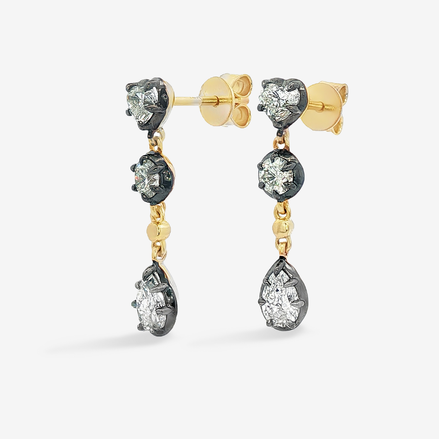Antique Mixed Shape 1.54CT Diamond Drop Earrings