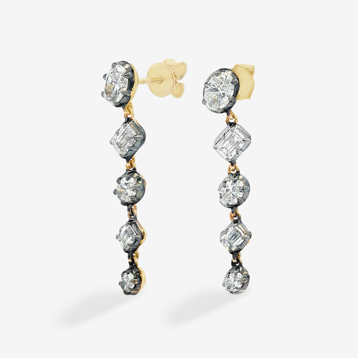 Antique Mixed Shape 1.93CT Diamond Dangle Earrings