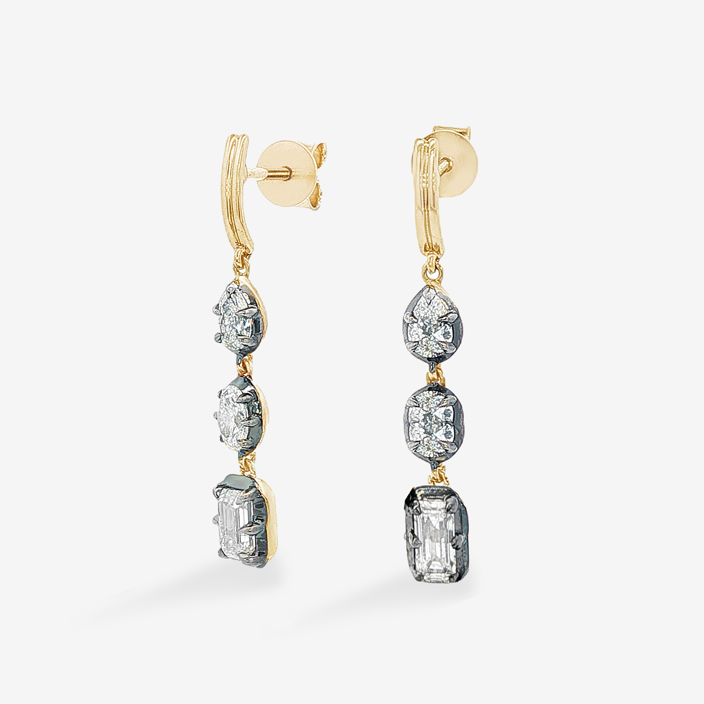 Antique Mixed Shape 1.54CT Diamond Dangle Earrings