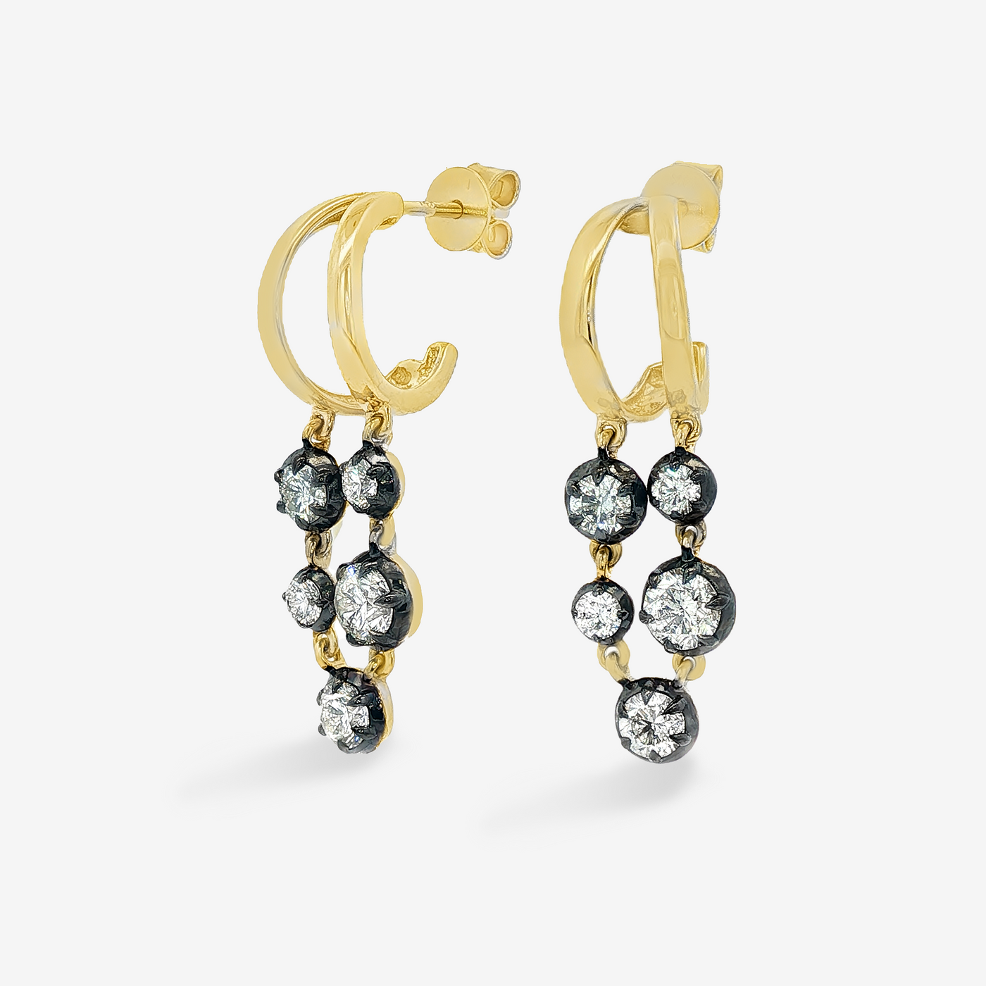 Antique Round 1.67CT Diamond Drop Earrings