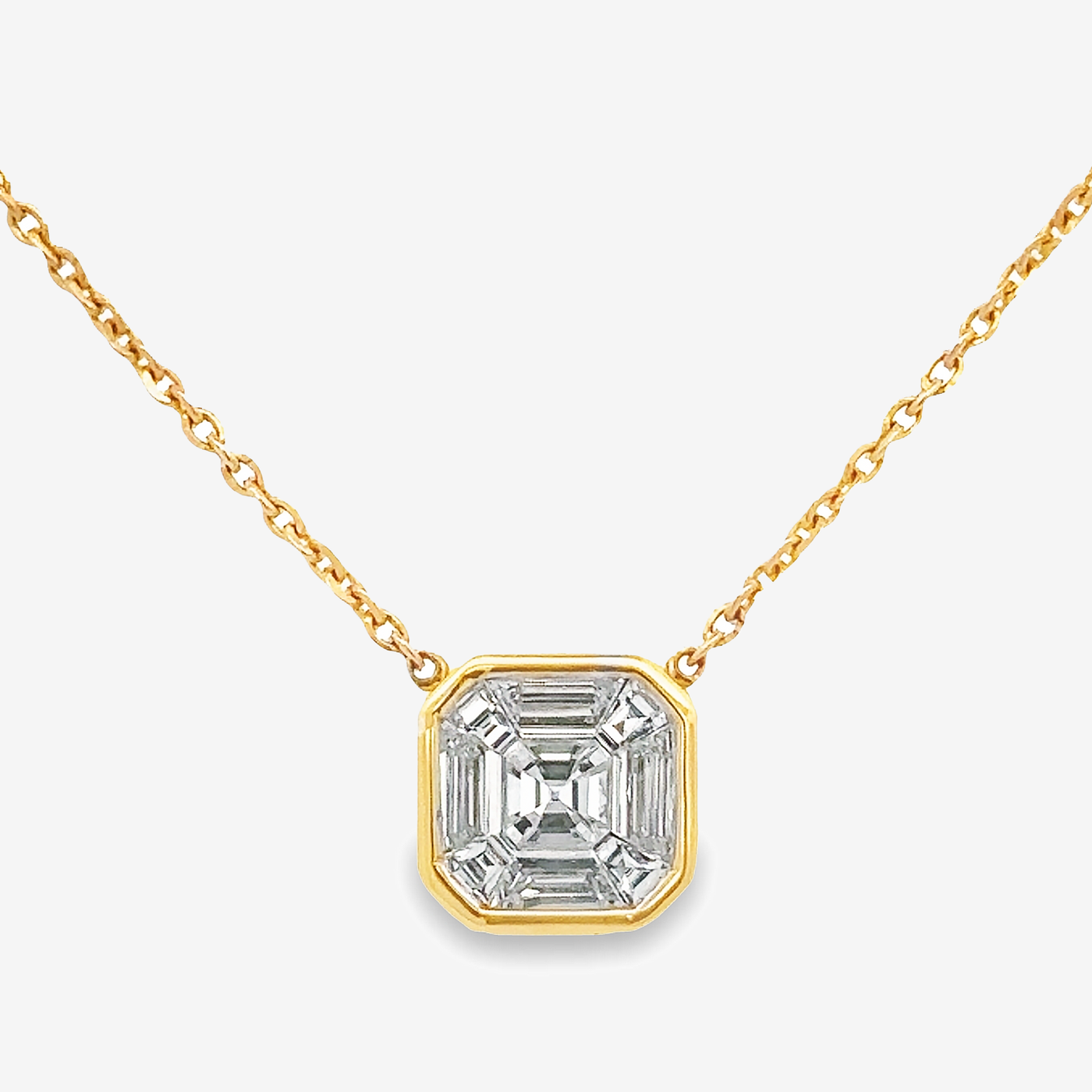 Asscher Cut Diamond Illusion Necklace