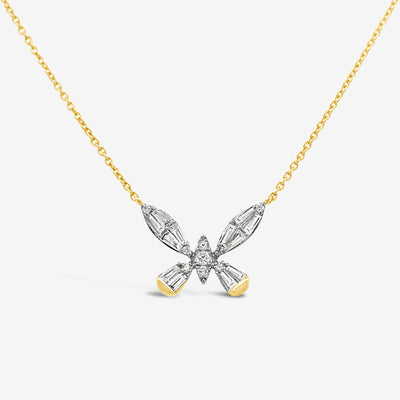 Baguette Diamond Butterfly Necklace