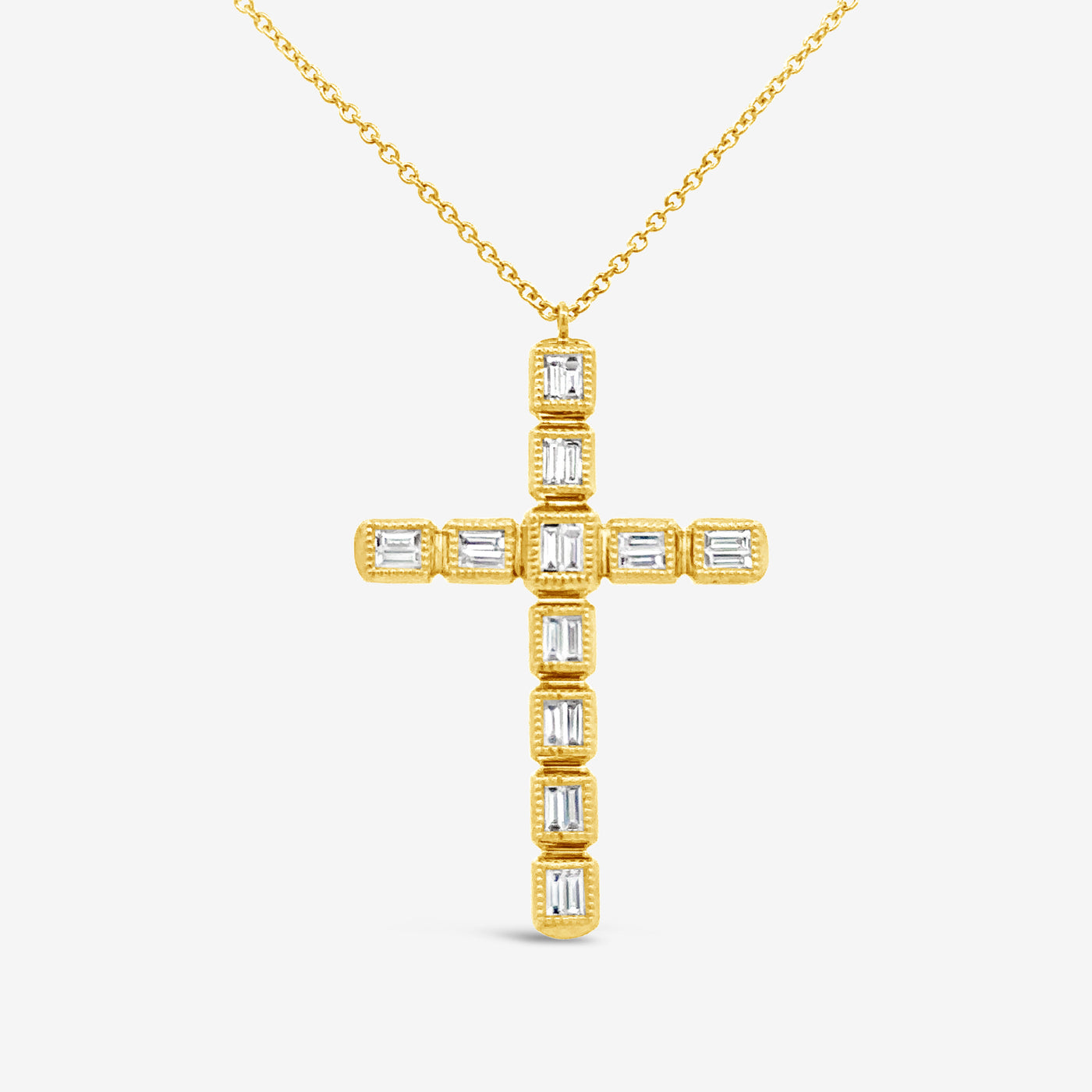 Baguette Diamond Cross Necklace