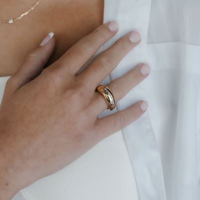 burnished diamond gold dome ring