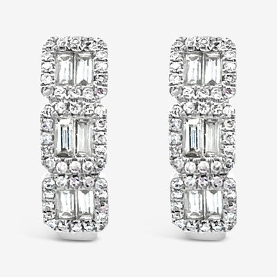 diamond halo huggie earrings