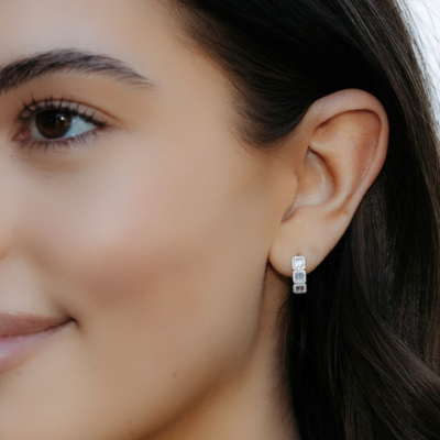 diamond halo huggie earrings