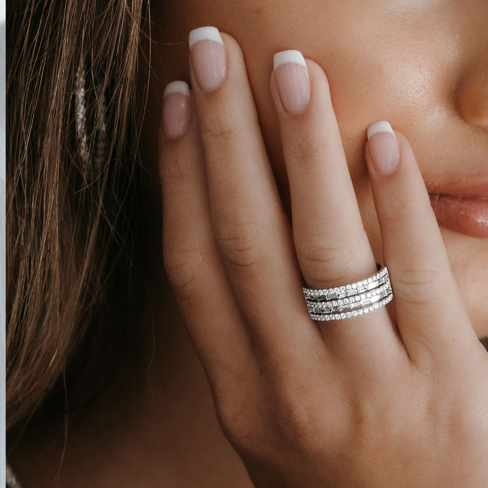 five row diamond ring