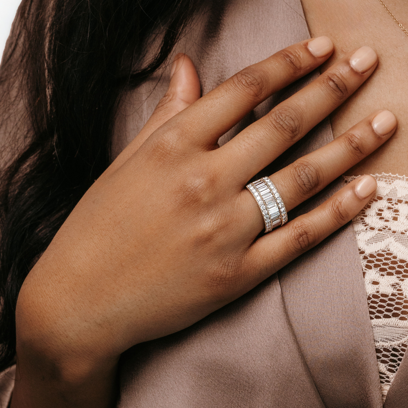 baguette and round diamond ring