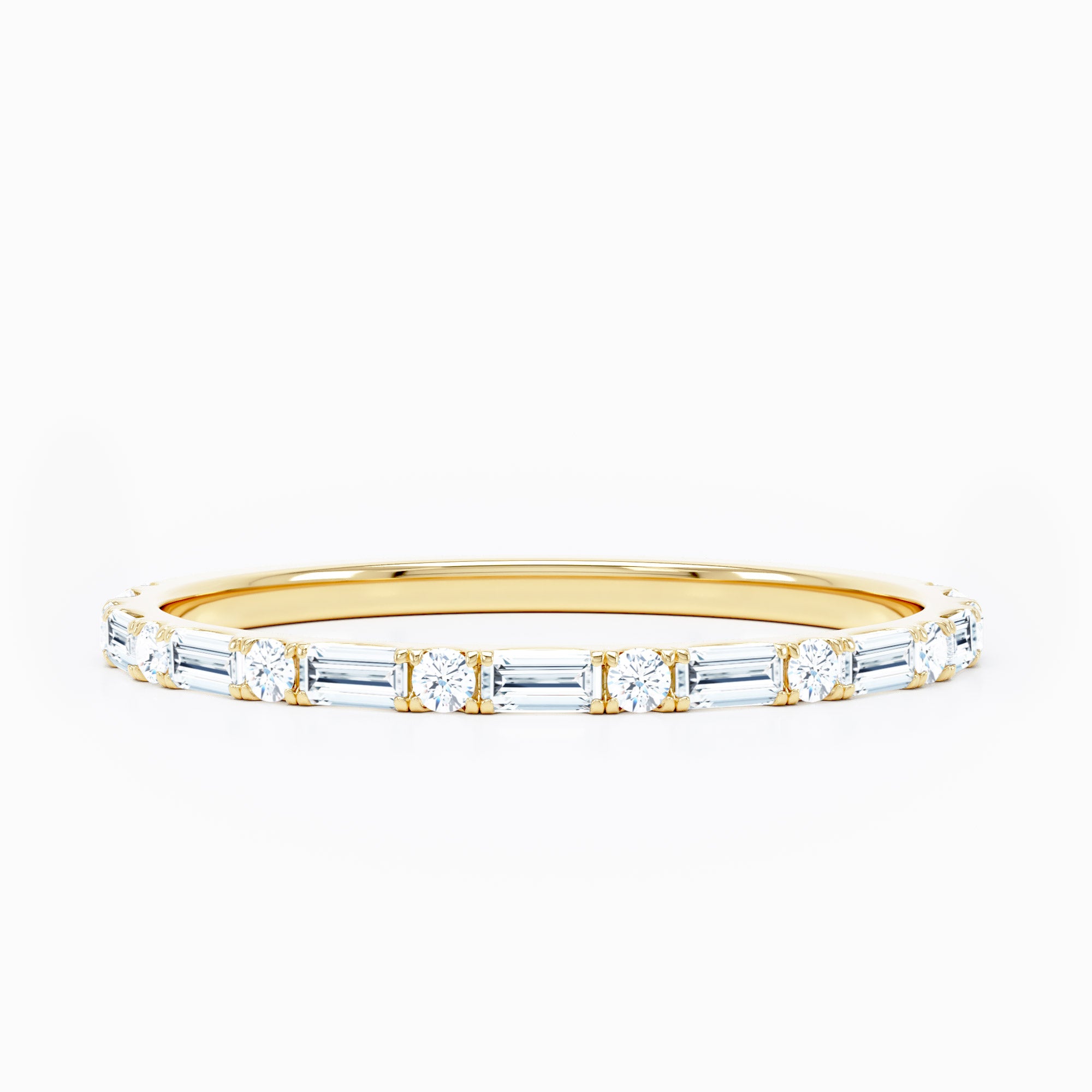 Baguette Round Stackable Wedding Band