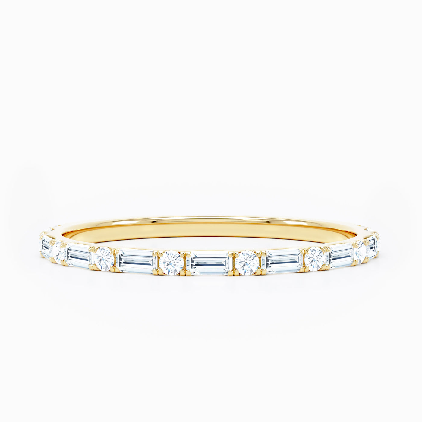 Baguette Round Stackable Wedding Band