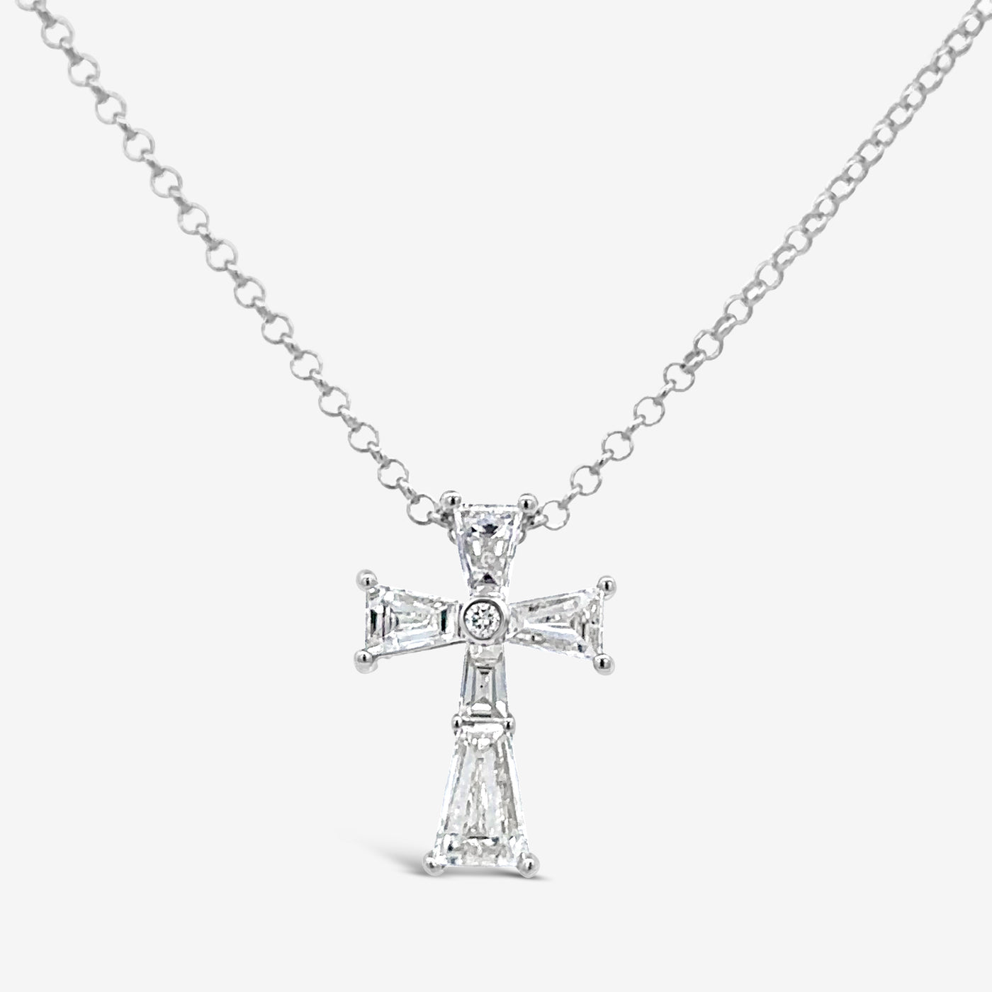 baguette diamond cross pendant