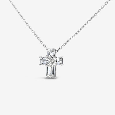 Baguillion Diamond Cross Necklace