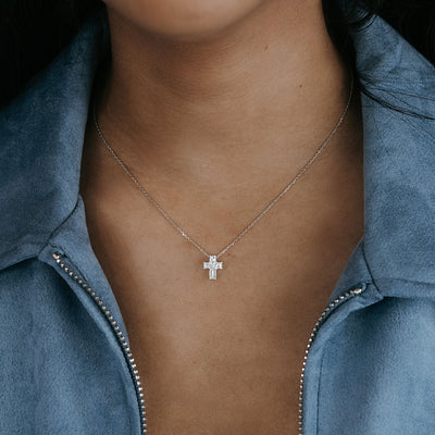 Baguillion Diamond Cross Necklace