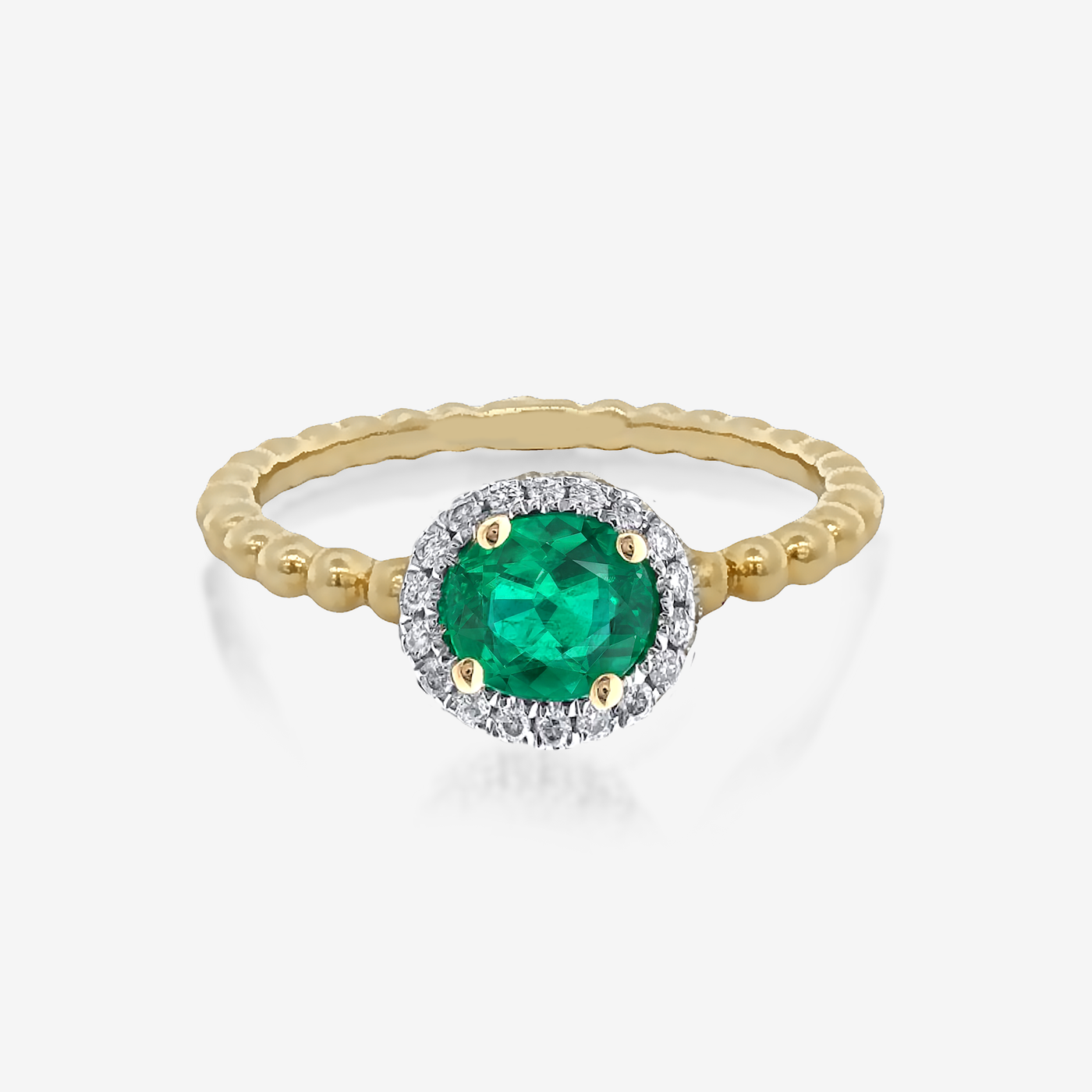 Bead It Collection Emerald & Diamond Halo Ring