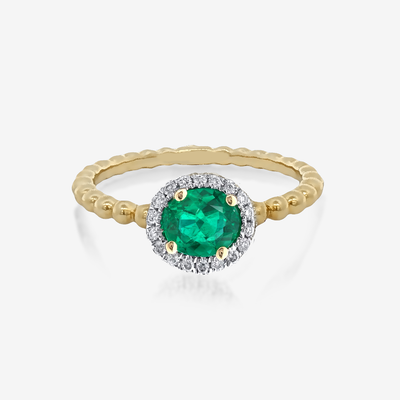 Bead It Collection Emerald & Diamond Halo Ring
