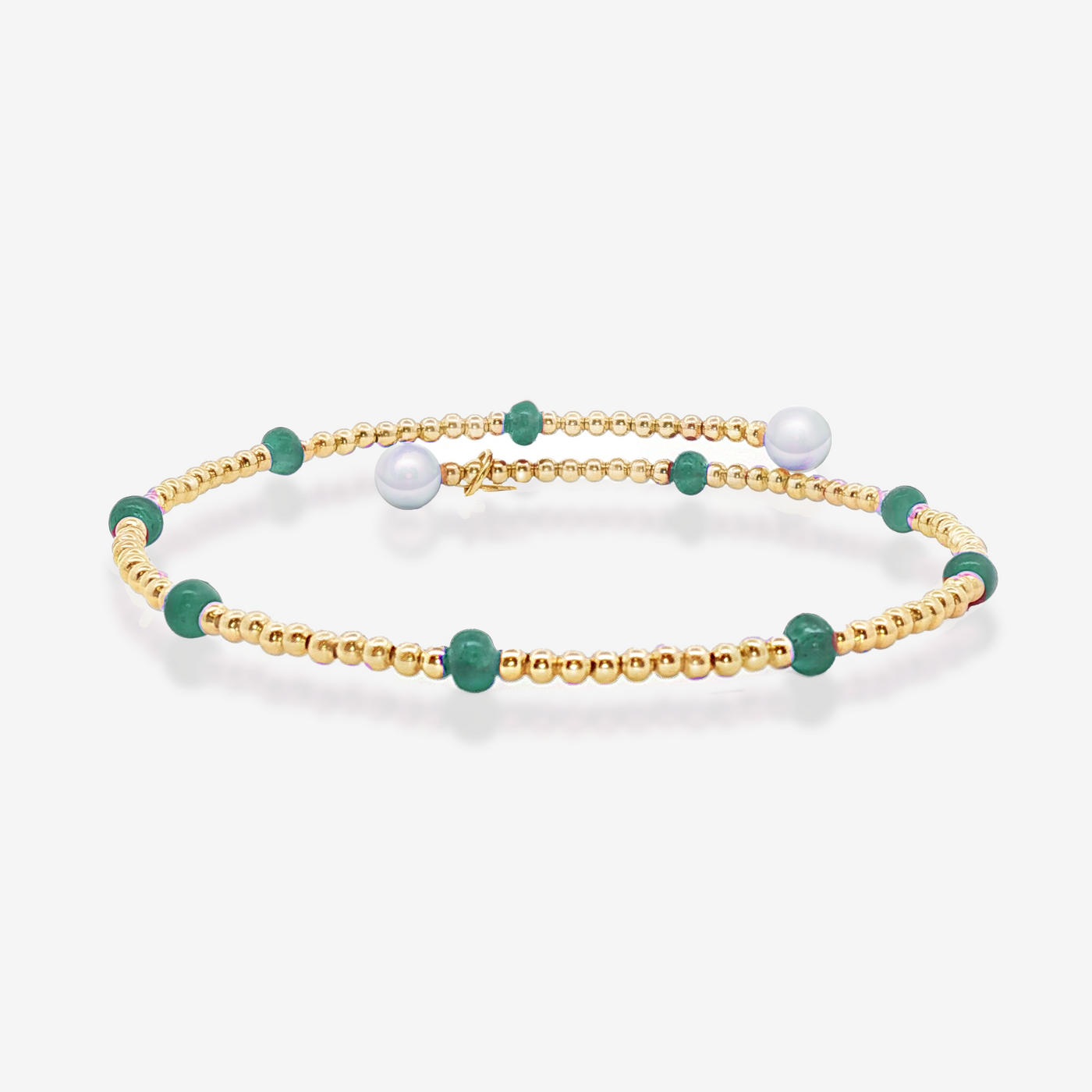 Bead It Collection Emerald & Pearl Wrap Bracelet