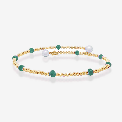 Bead It Collection Emerald & Pearl Wrap Bracelet