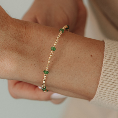 Bead It Collection Emerald & Pearl Wrap Bracelet