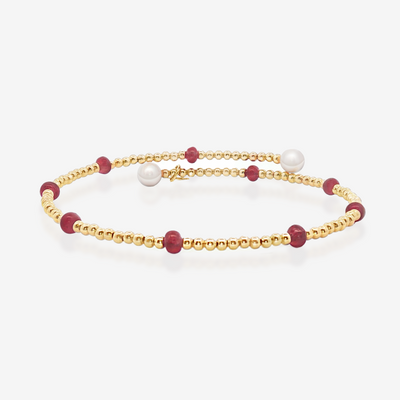 Bead It Collection Ruby & Pearl Wrap Bracelet