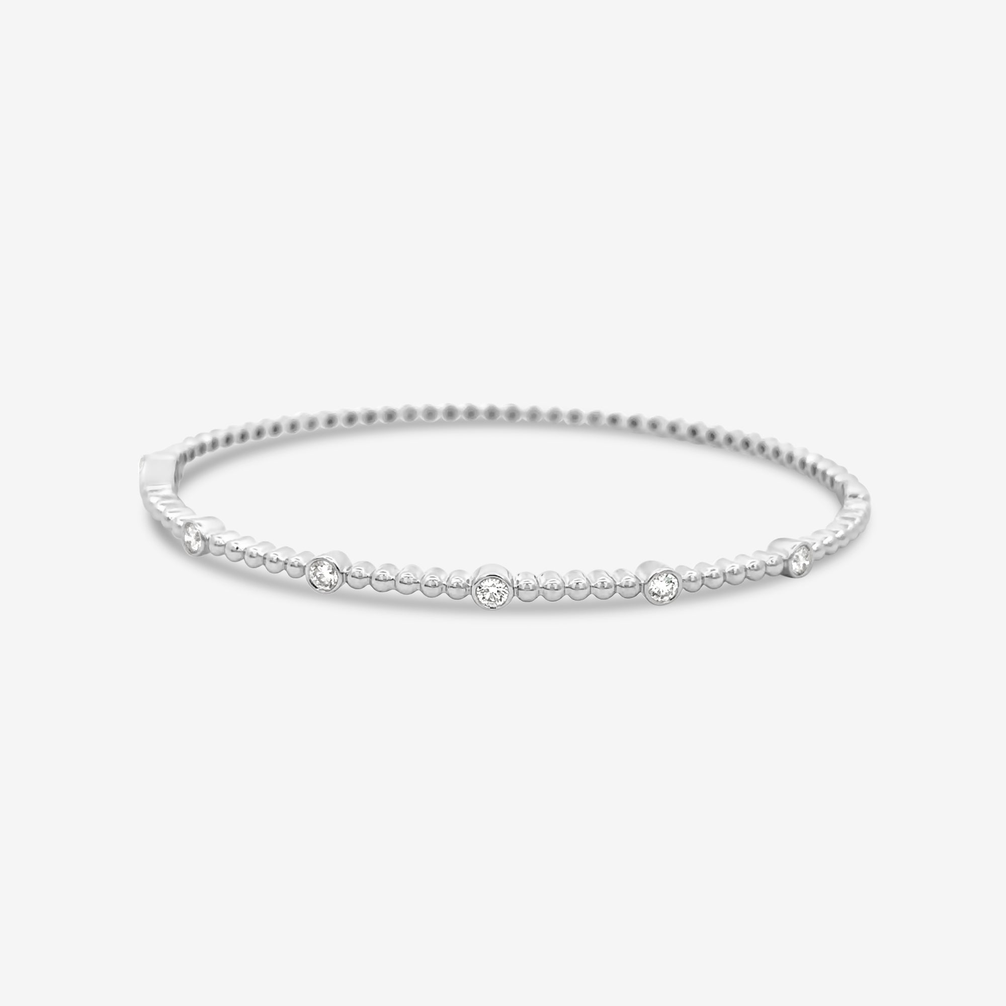 diamond and gold bead bangle bracelet