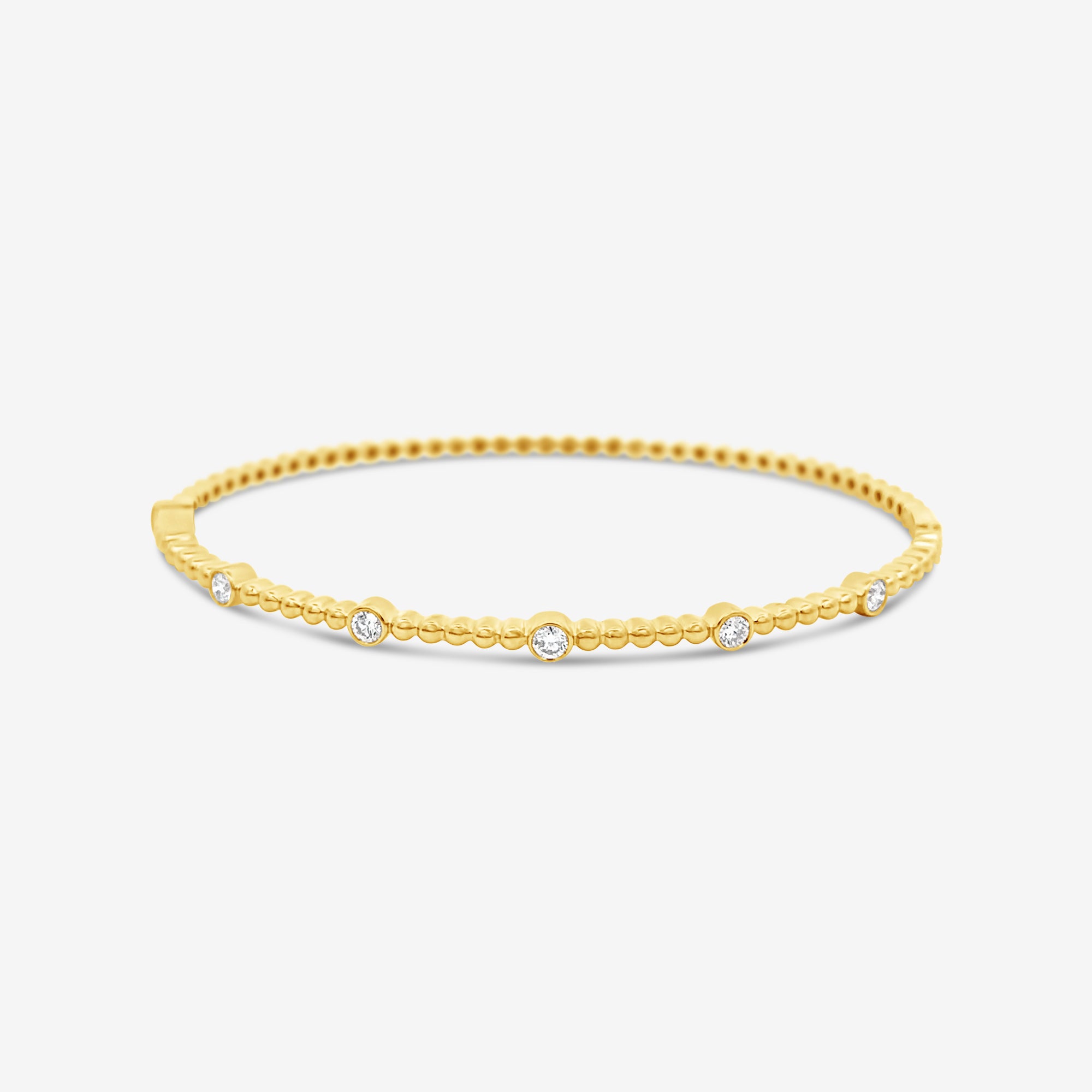 diamond and gold bead bangle bracelet