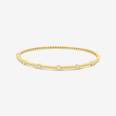 diamond and gold bead bangle bracelet