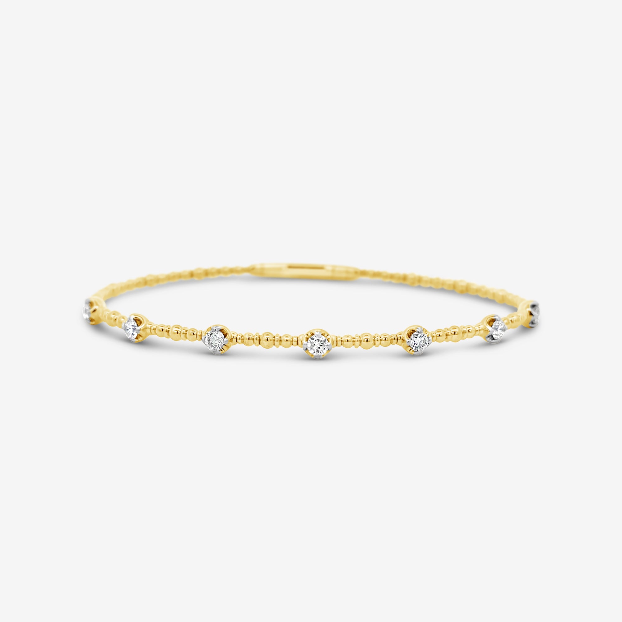 diamond and gold bead bangle bracelet