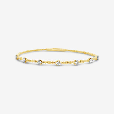 diamond and gold bead bangle bracelet