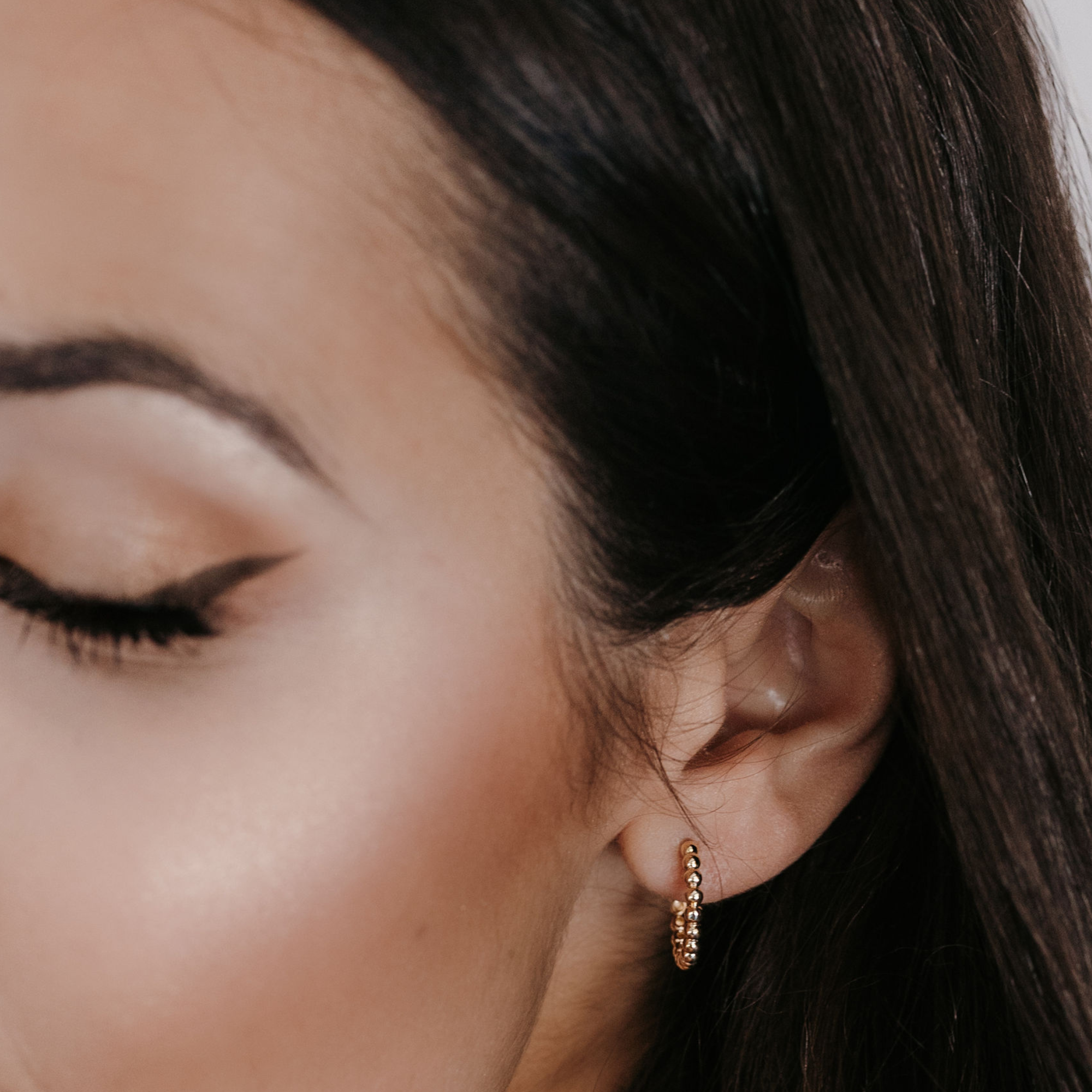 gold bead hoop earrings