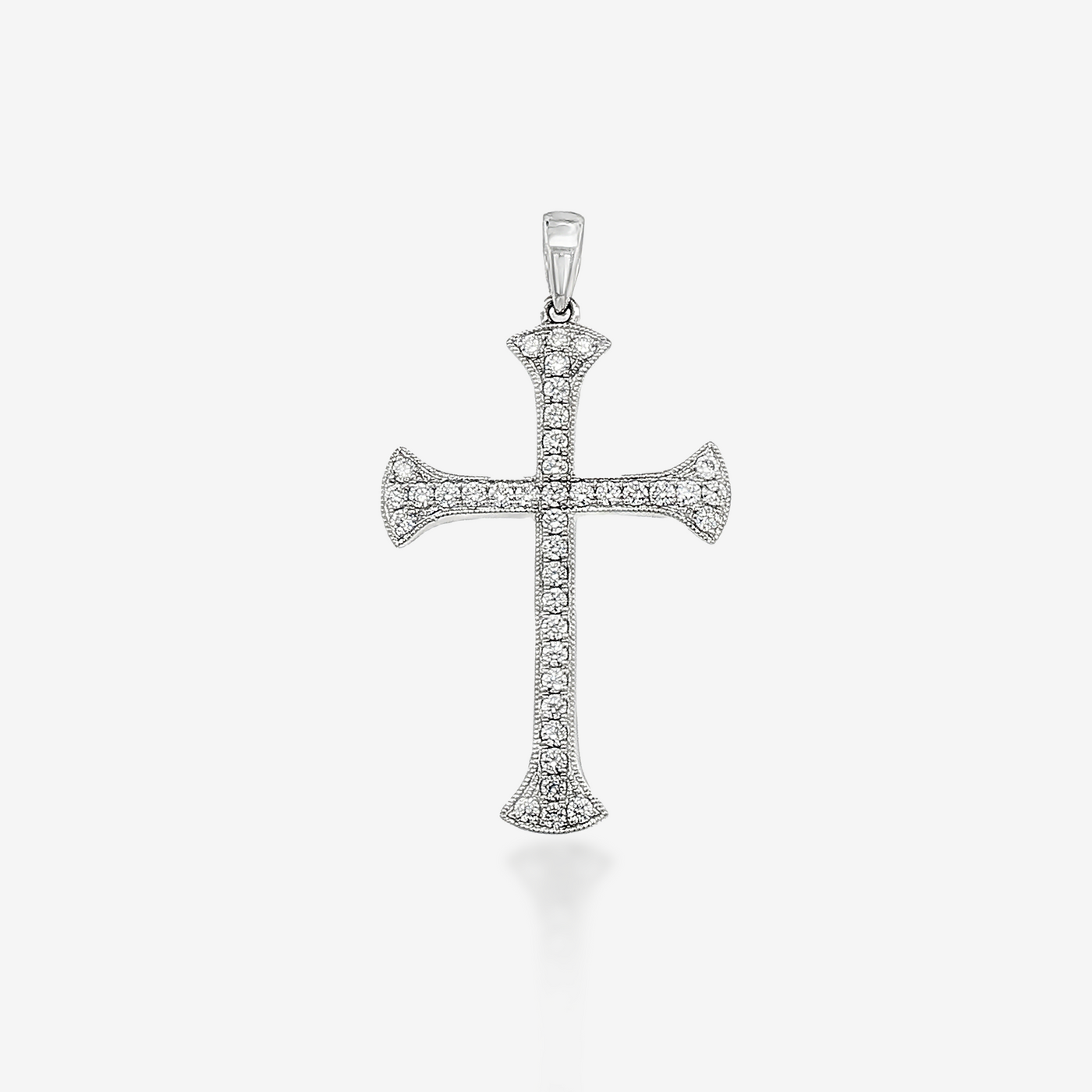 Bead set Diamond Milgrain Cross Pendant