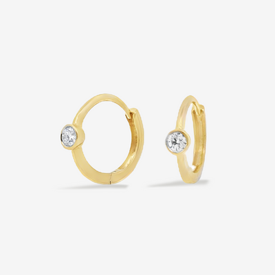 Bezel Set Diamond Huggie Earrings