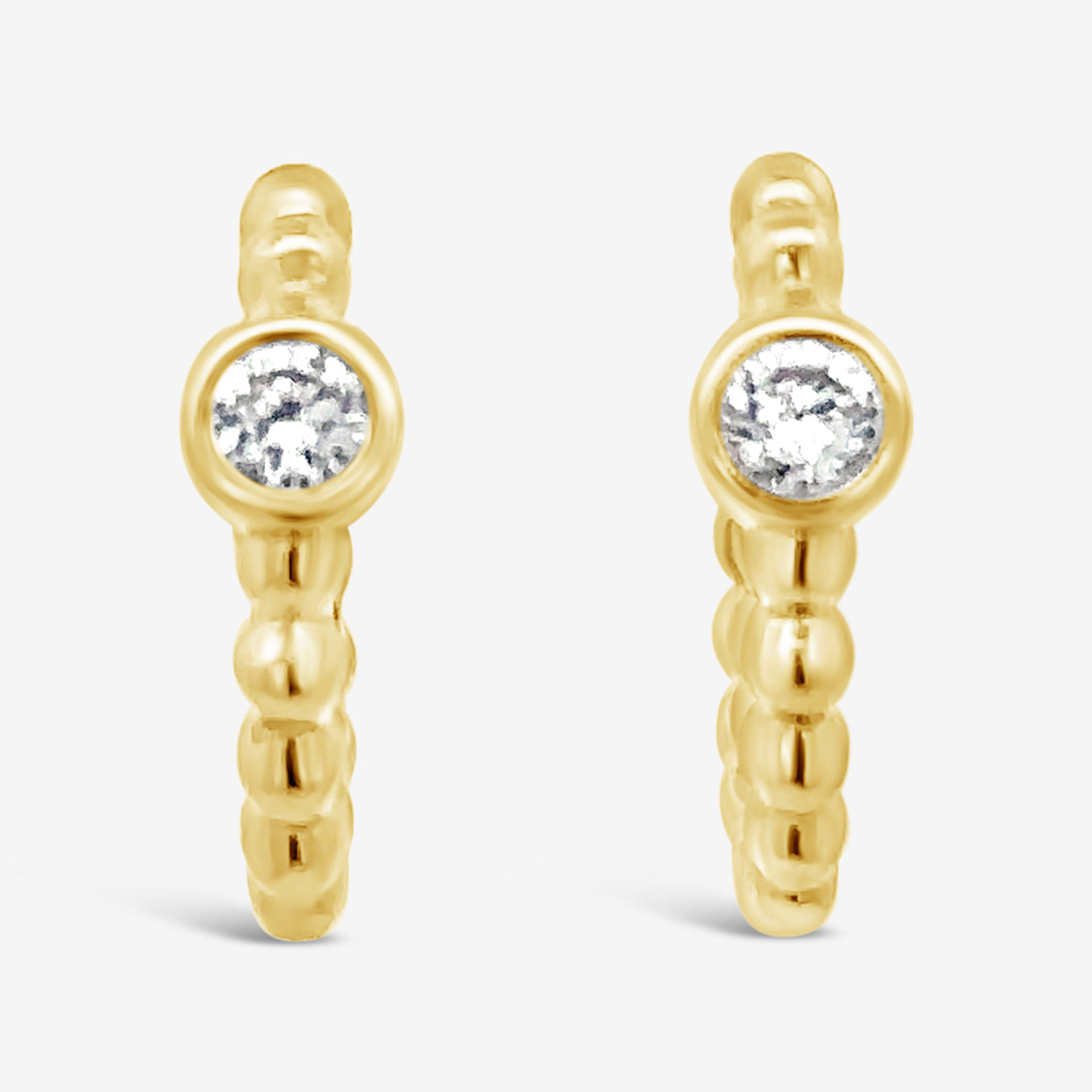 Bezel & Bead 0.10CT Diamond Huggie Earrings
