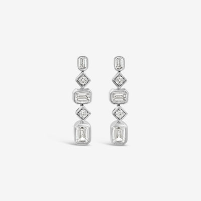 white gold mixed shape diamond drop earrings